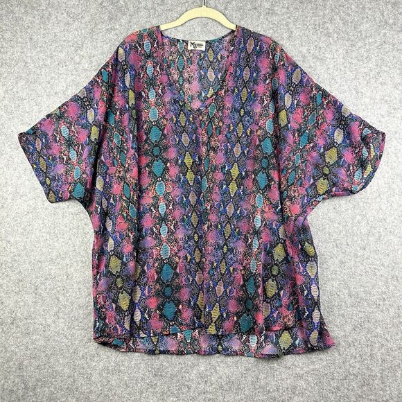 Show Me Your Mumu Sheer Dolman Top Women S Colorful Snake Print Oversized Blouse - Picture 1 of 14